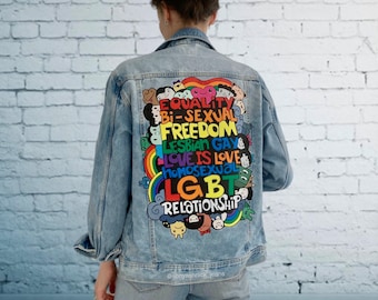 Personalized gift, Painted jean jacket, custom painted denim jacket, personalized jacket.