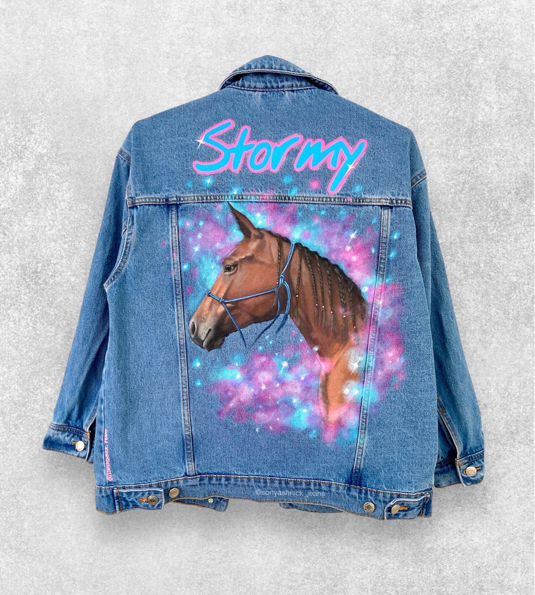 Painted Denim Jacket, Custom Jean Jacket, Horse Gift, Gift for