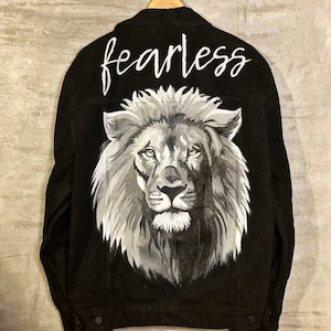 Hand painted denim jacket Lion