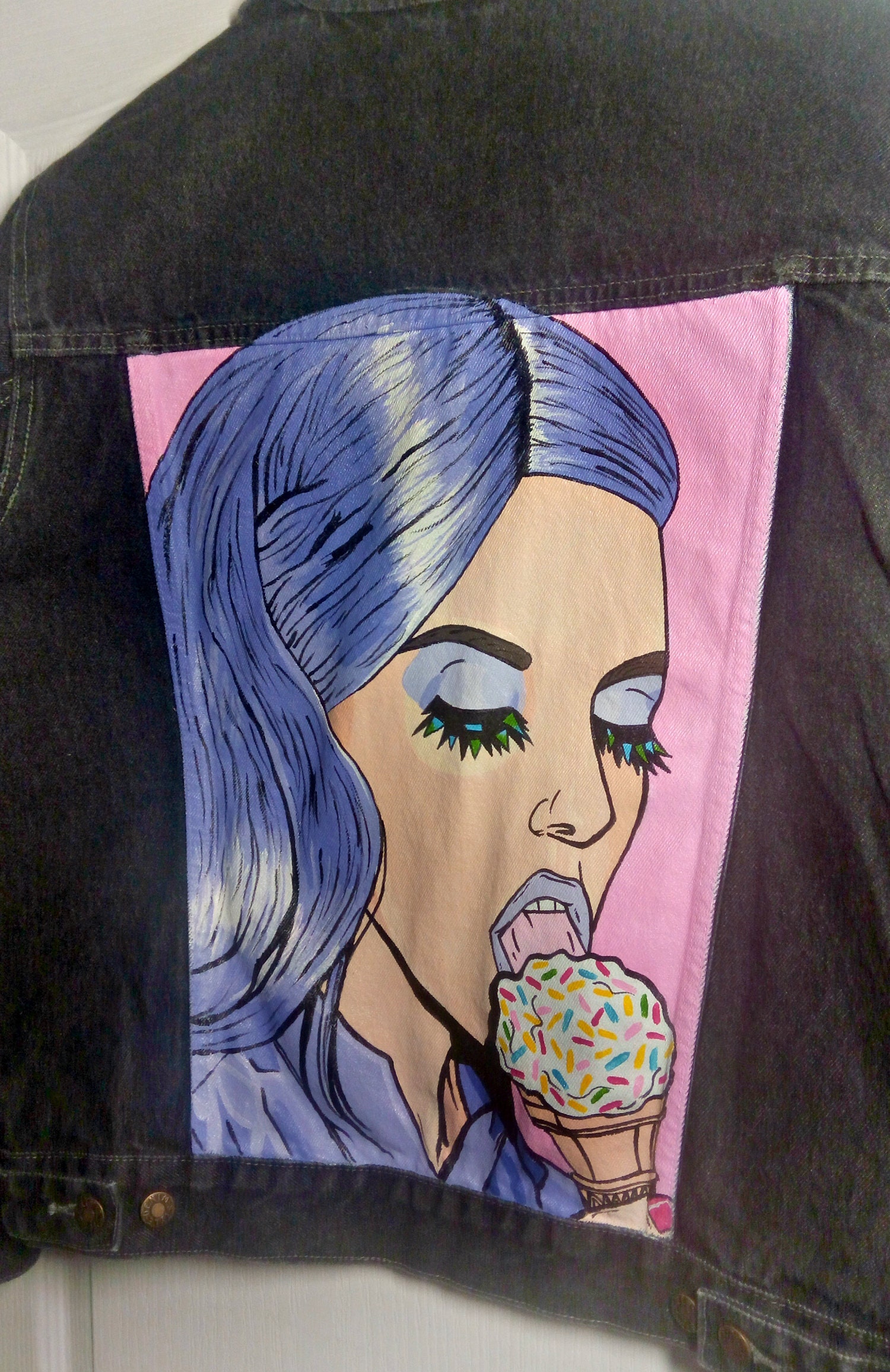 Hand painted jean jacket popart jacket Etsy