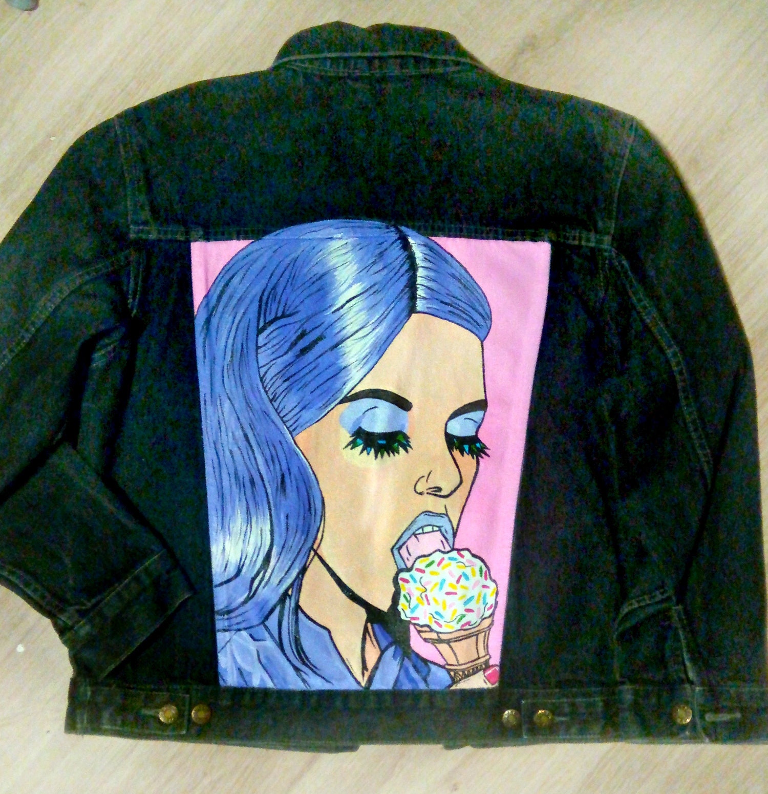 Hand Painted Jean Jacket Popart Jacket Etsy