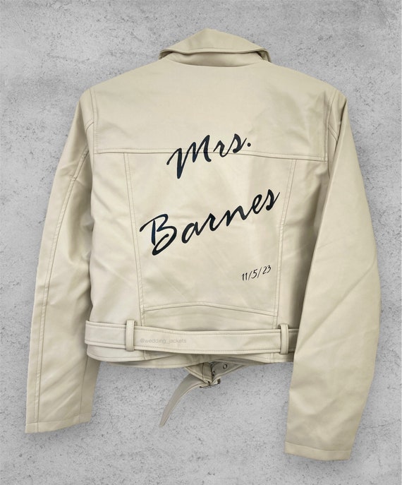 White Bridal Leather Jacket, Bride Gift, Bridal Shower Gift, Bride