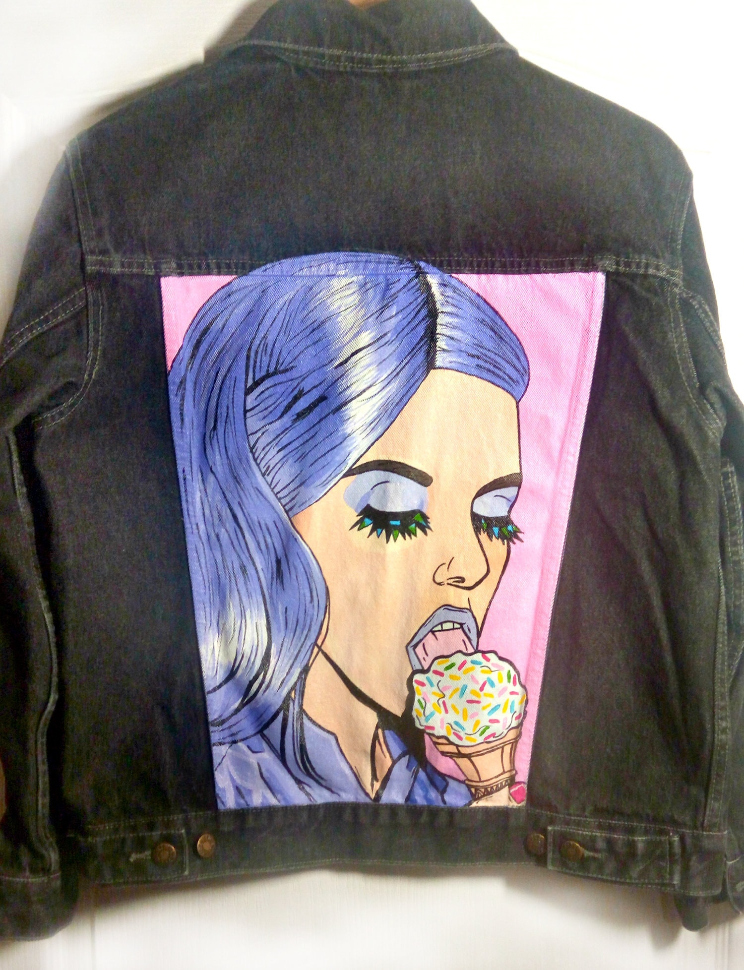 Hand Painted Jean Jacket Popart Jacket Etsy