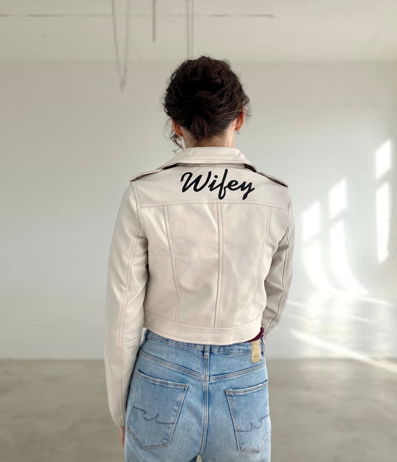 White Wedding Jacket Bride Leather Jacket Etsy