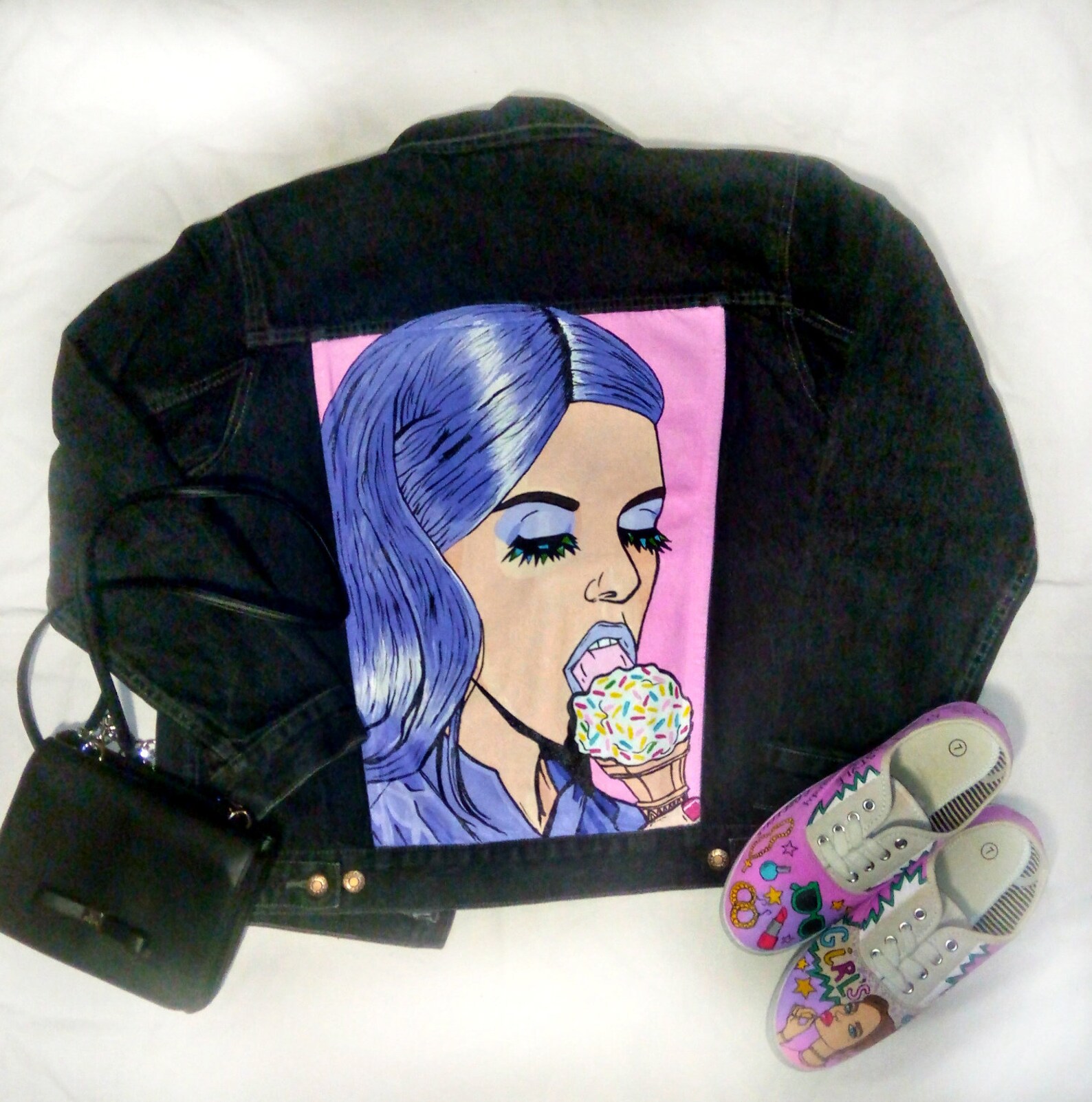 Hand painted jean jacket popart jacket Etsy