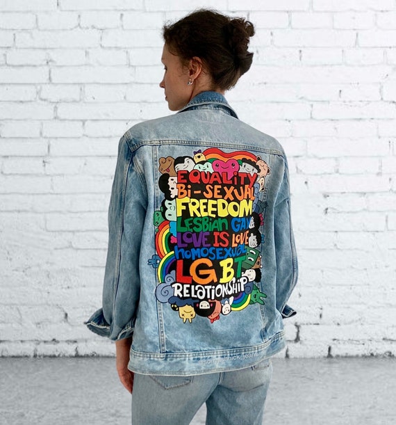 Denim jacket with graphic deals