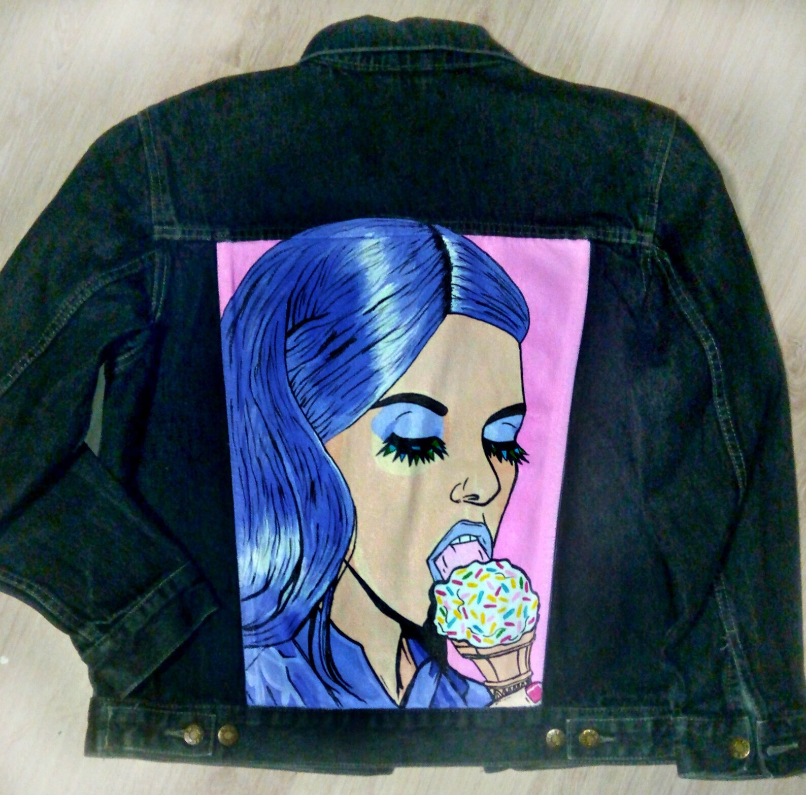 Hand painted jean jacket popart jacket Etsy