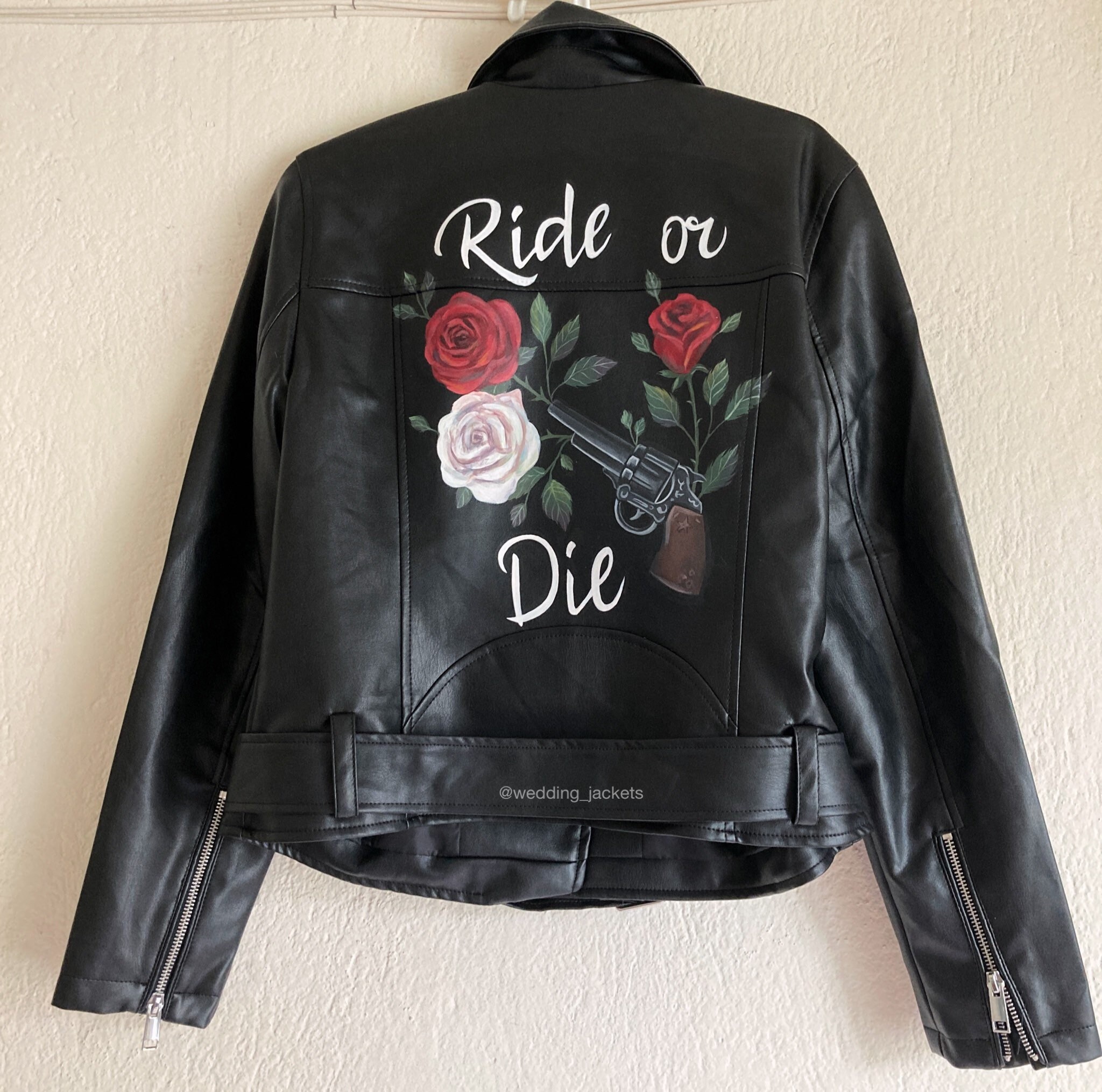 Bridal shower gift, mrs gift, Bride jacket, painted leather jacket, wedding jacket, bridal party, bride to be, future mrs, new mrs.
