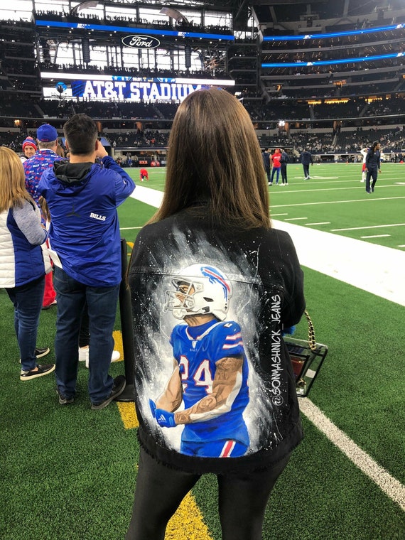 Hand Painted Denim Jacket Football Player Etsy UK