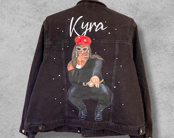 Chaqueta vaquera personalizada, retrato personalizado, chaqueta personalizada, retrato a partir de una foto, chaqueta vaquera, regalo para ella, retrato de un ser querido, regalo de cumpleaños