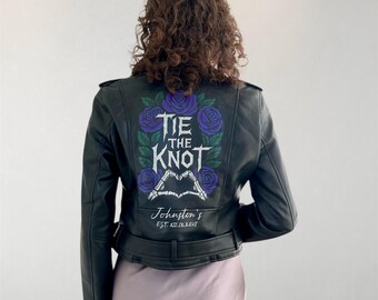 Chaqueta de cuero pintada, chaqueta de motociclista, chaqueta de motociclista personalizada, chaqueta de moto pintada a mano, regalo personalizado, regalo para novia, chaqueta de corredor.