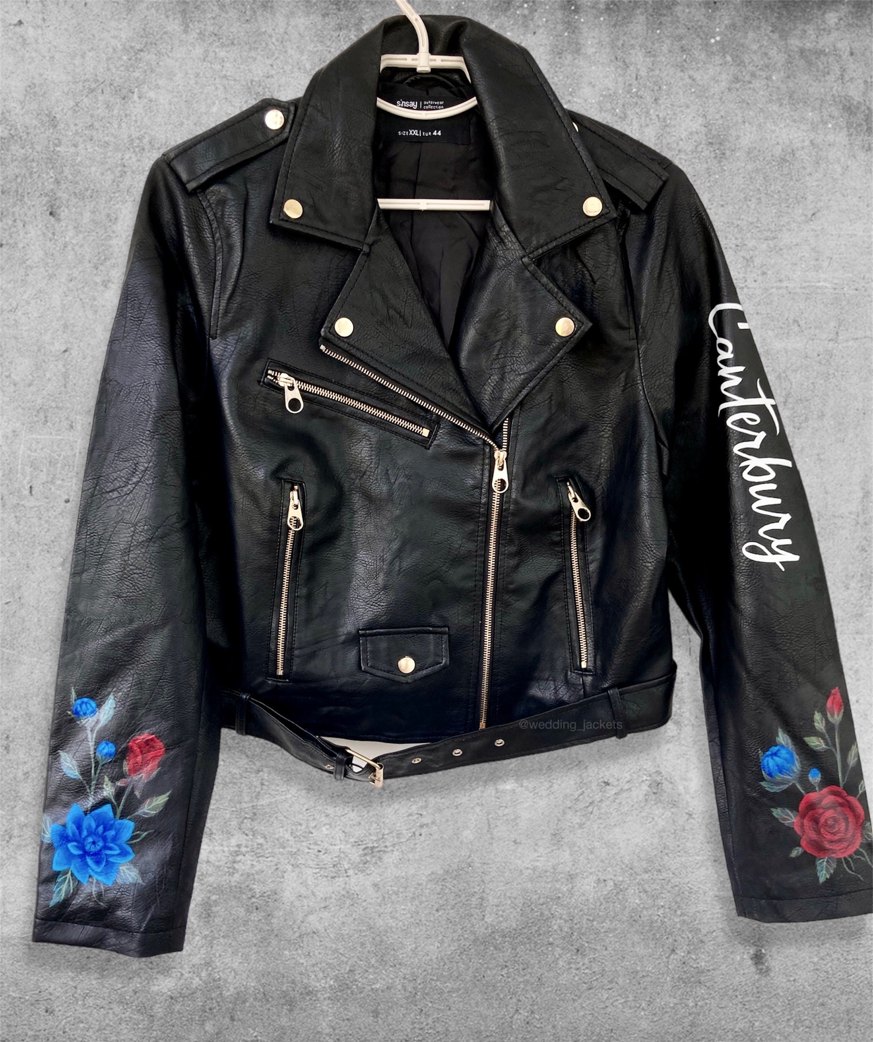 Painted Leather Jacket, Custom Leather Jacket, Ride or Die, Bride 