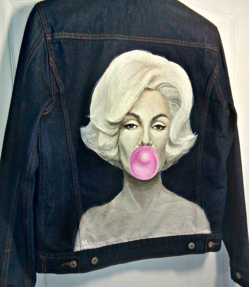 Hand painted denim jacket Marilyn Monroe | Etsy
