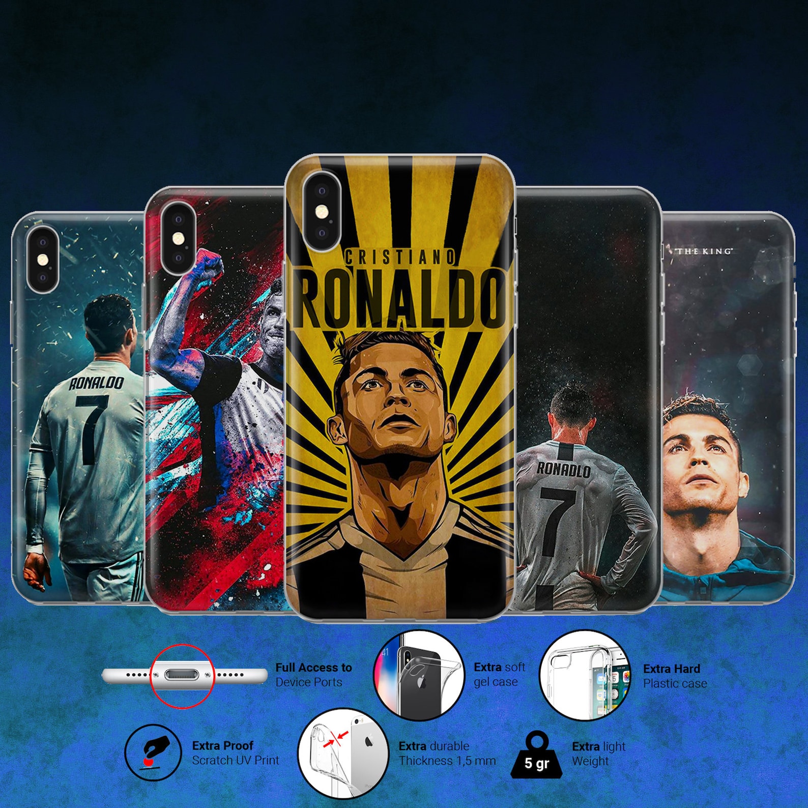 Cristiano Ronaldo Football Phone Case / Iphone Samsung Huawei Etsy