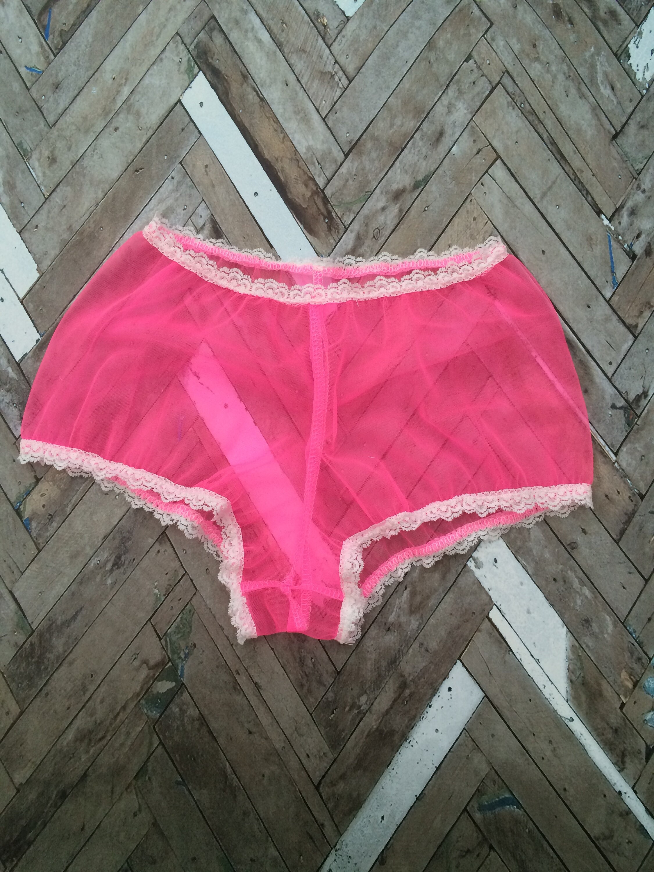 Womens Sheer Tricot Boy Cut Panties with WHITE lace Womens Etsy