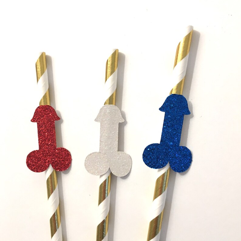 blue bachelorette party penis straws 