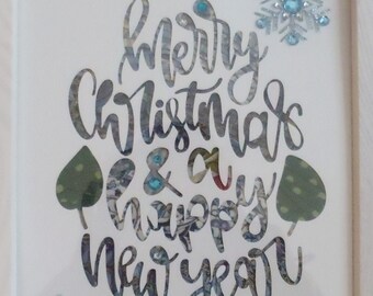 A "Merry Christmas and a Happy New Year" Christmas Word Wall Art | Christmas Wall Art Decor | Holiday Wall Art