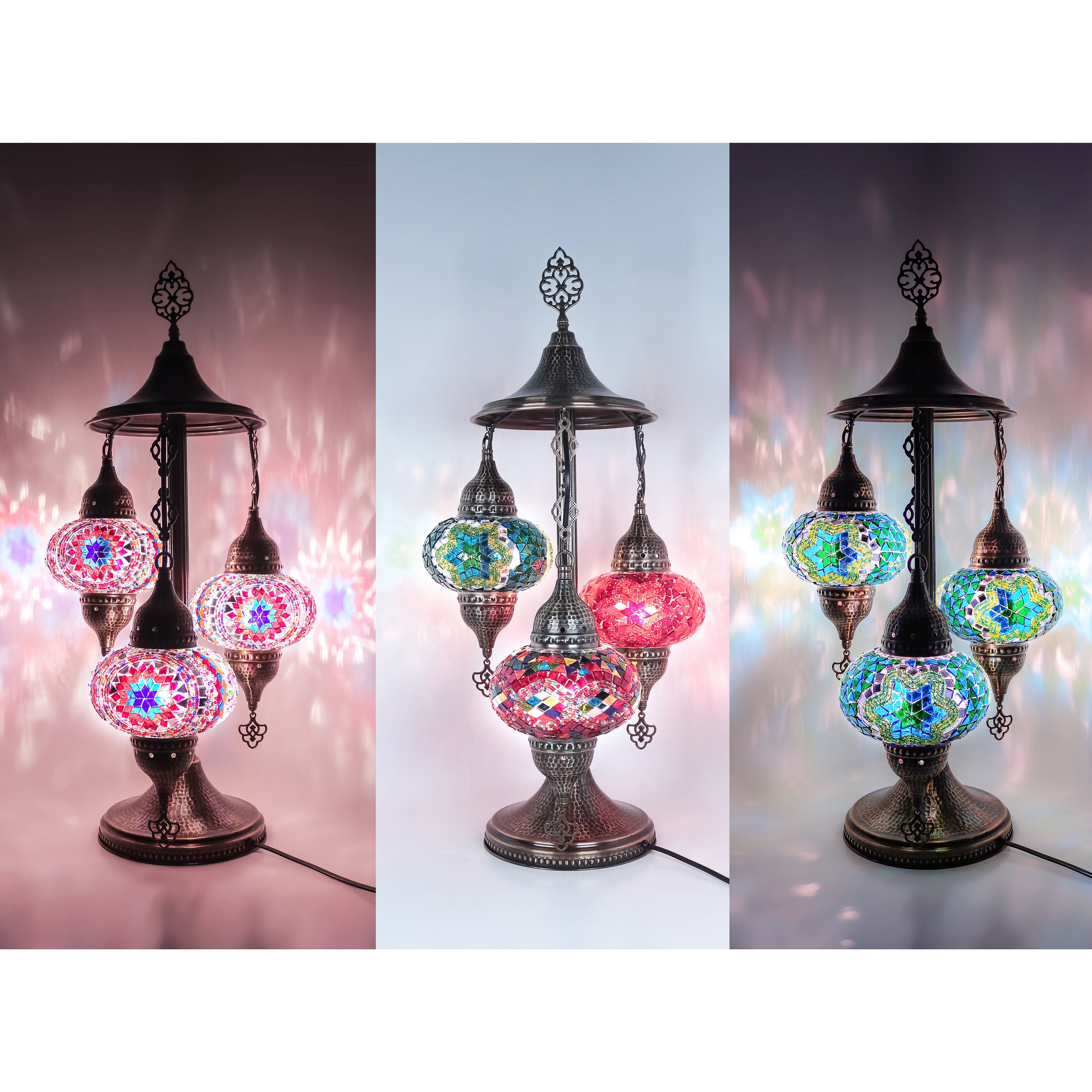 DIFFERENT COLORS turkish mosaic table lamp.