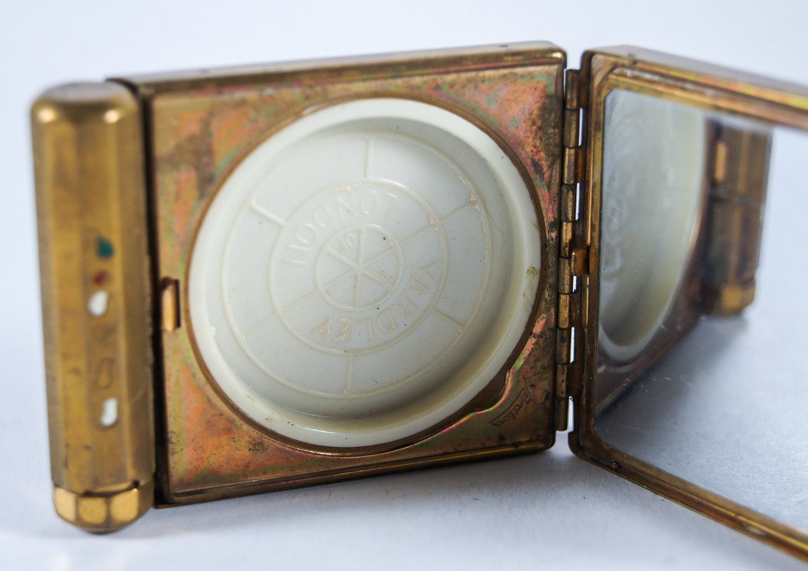 Vintage Makeup Compact Square Circa 1940s YARDLEY Enamelled Brass