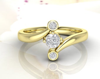 DAME 0.33ct Diamond Engagement Ring, 14k Gold, Handmade