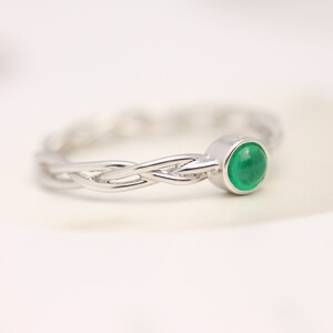 Emerald ring. Emerald  engagement ring. Emerald  twist ring. Available in 9K, 14K, 18K, Platinum or Sterling silver.