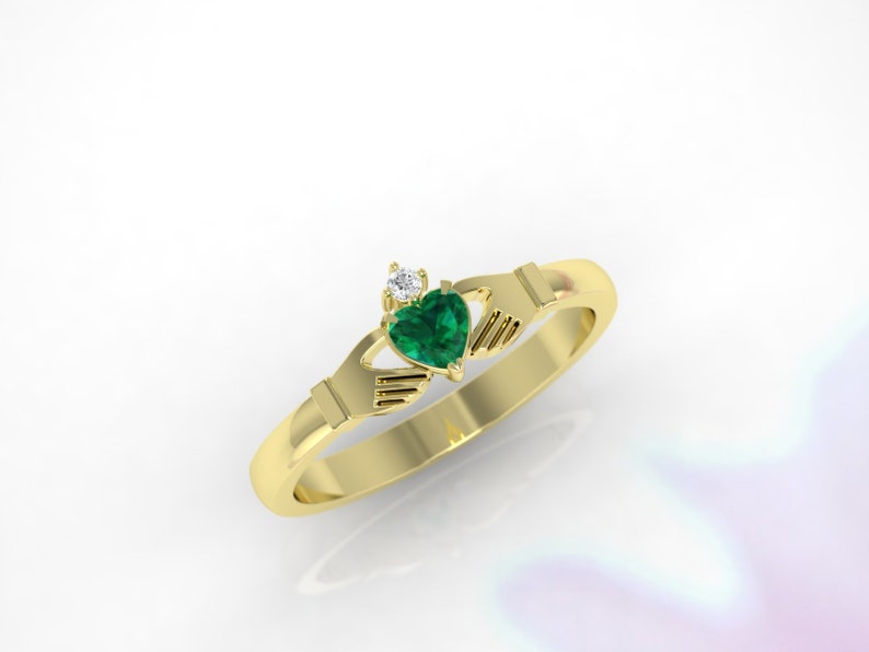 Claddagh Ring. Emerald and Diamond Claddagh Ring. Available in - Etsy
