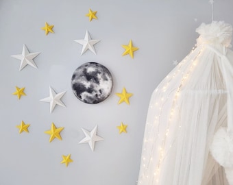 Love you to the moon and back, 3d paper Stars and Moon Wall decoration, Nursery Decor, Stars Wall decor, Baby room stars decor