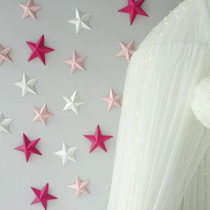 Twinkle twinkle little star, 3d paper Stars Light Pink White and Hot Pink Wall decoration, Pink Nursery Decor, Baby girl room stars decor