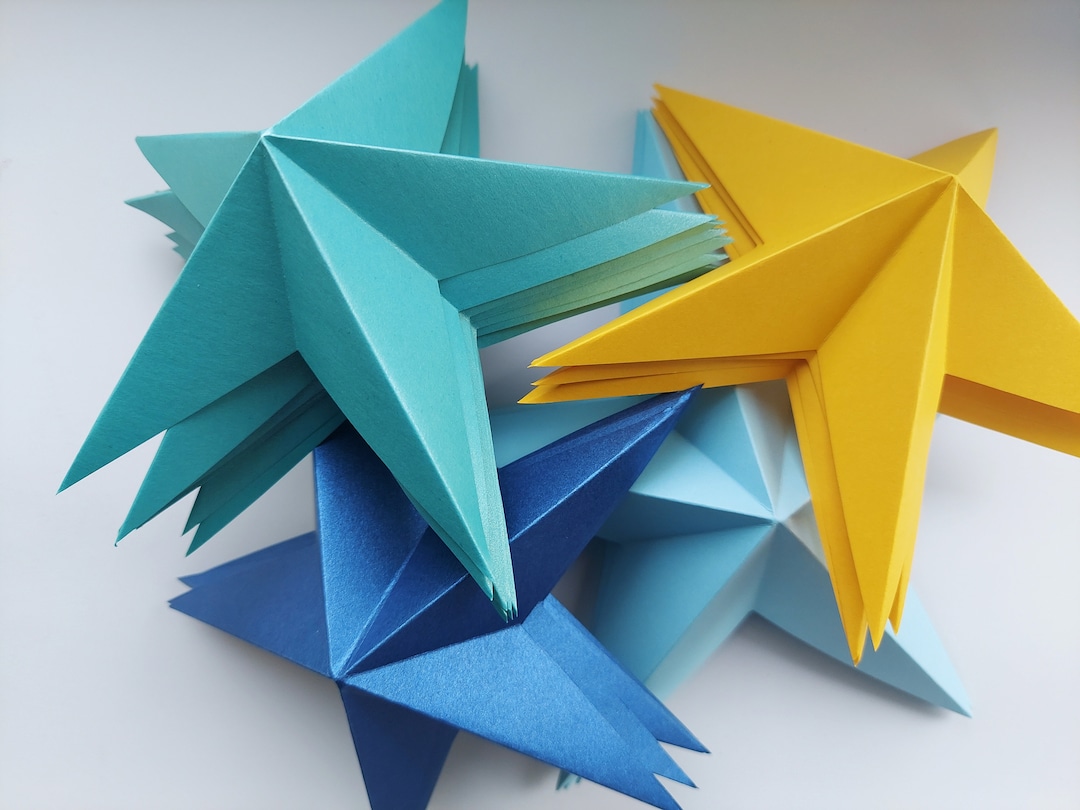 Stars Wall Decor Twinkle Little Star 3d Paper Stars Yellow Mint Blue Navy Blue Decoration Baby