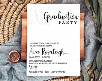 Printable Or Printed Graduation Invitation, Modern Graduation Invite, Graduation Announcements, Graduation Party, Grad Invite, Jpg, Pdf, 005