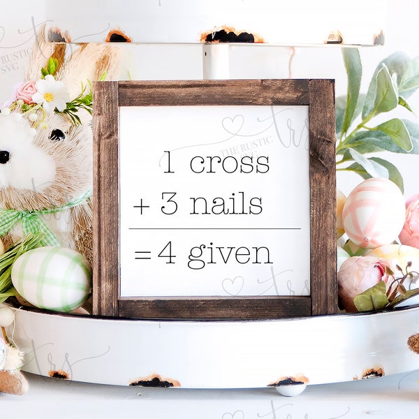 Printable Easter Sign, One Cross Three Nails Forgiven, Easter Svg, Easter Sign, Christian Svg, Svg Files, Svg, Pdf, Silhouette, Cricut, 007