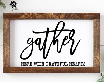 Gather Here With Grateful Hearts Svg Silhouette Cricut - Etsy