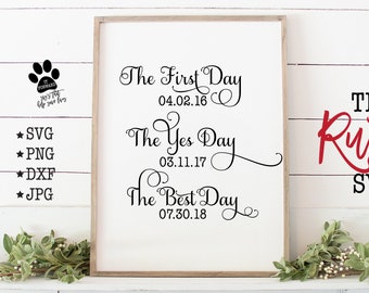 The first day yes day & best day personalised wedding sign A3/A2/A1 UNFRAMED 