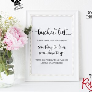 Bucket List Sign, Bucket List Svg, Printable Bucket List Sign, Bridal ...