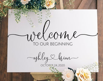 Printable Wedding Welcome Sign, Welcome To Our Beginning, Welcome To Our Wedding Sign, Personalized Wedding Sign, Wedding Svg, Svg, Jpg, 027