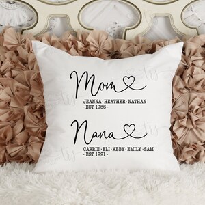 Mom Nana, Nana Pillow, Nana Names Sign, Nana Names Svg, Personalized Mother's Day Gift, Personalized Nana Pillow, Nana Gift, Svg, Cricut,027