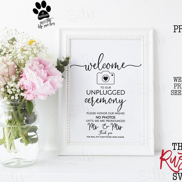 Unplugged Ceremony Sign, Printable Unplugged Ceremony Sign, Large Wedding Ceremony Sign, Modern Unplugged Wedding Sign, Svg Files, Svg, 027