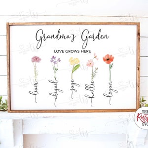 Grandma's Garden Print or Printable, Grandma's Garden Sign, Gift For Grandma, Personalized Names And Birth Month Sign, Mother's Day Gift,027