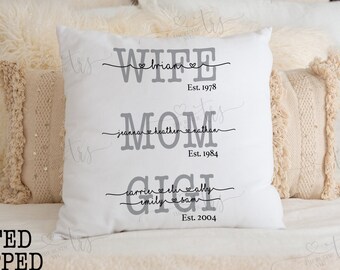 Gigi Pillow, Personalized Gigi Pillow, Personalized Grandma Pillow, Mother's Day Gift,Personalized Mom Pillow, Gigi Pillow With Names, 014