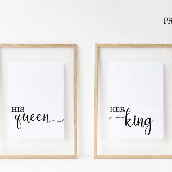 His Queen Her King Svg, Printable Wedding Sign, His Queen Her King Sign, Wedding Wood Sign, Bedroom Svg,Svg Files,Svg,Silhouette,Cricut, 005