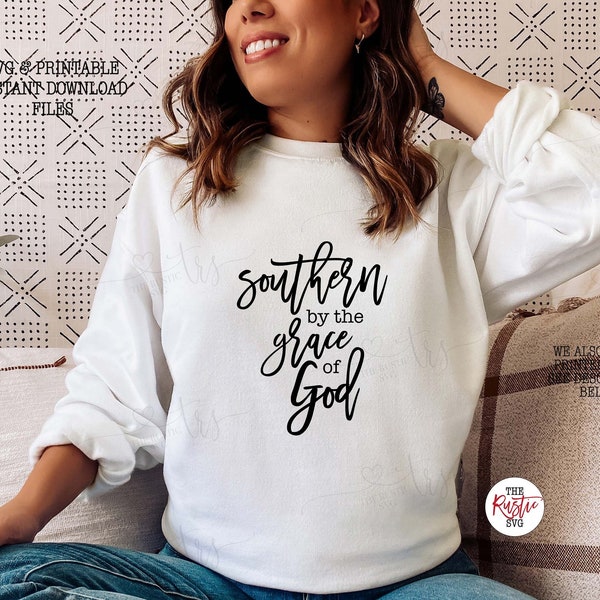 Southern By The Grace Of God Svg, Southern Svg, Jesus Svg, Grace Svg,Christian Svg, Christian Svg, Svg Files, Svg, Pdf, Jpg, Png, Cricut,002