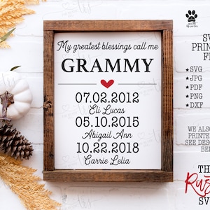 My Greatest Blessings Call Me Grammy, Grammy Sign With Names, Grammy Gift, Gift For Grandma, Mother's Day Gift, Svg, Cricut, Silhouette, 056