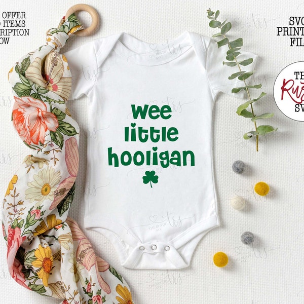 Wee Little Hooligan Svg, Wee Little Hooligan Onesie, Saint Patty's Svg, Lucky Charm Onesie, St Patrick's Day Svg,Svg Files, Svg, Png,Jpg,035