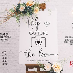 Printable Help Us Capture the Love Sign, Wedding Hashtag Sign, Help Us ...