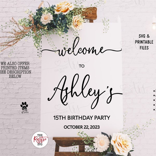 Printable 15th Birthday Welcome Sign,Welcome To Birthday Party,Welcome To 15th Birthday Party Sign,Personalized 15th Birthday Party Sign,027