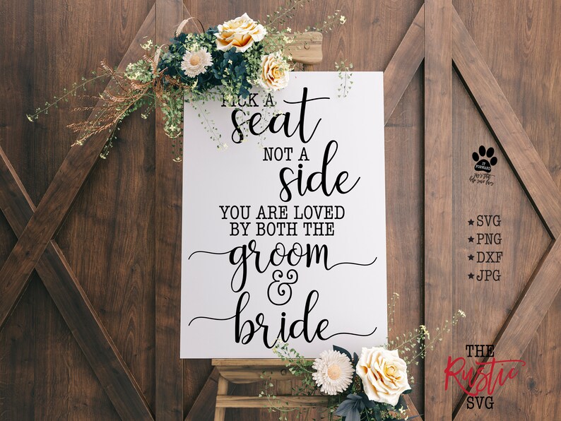 Pick A Seat Not A Side Sign Printable Wedding Sign Pick A | Etsy