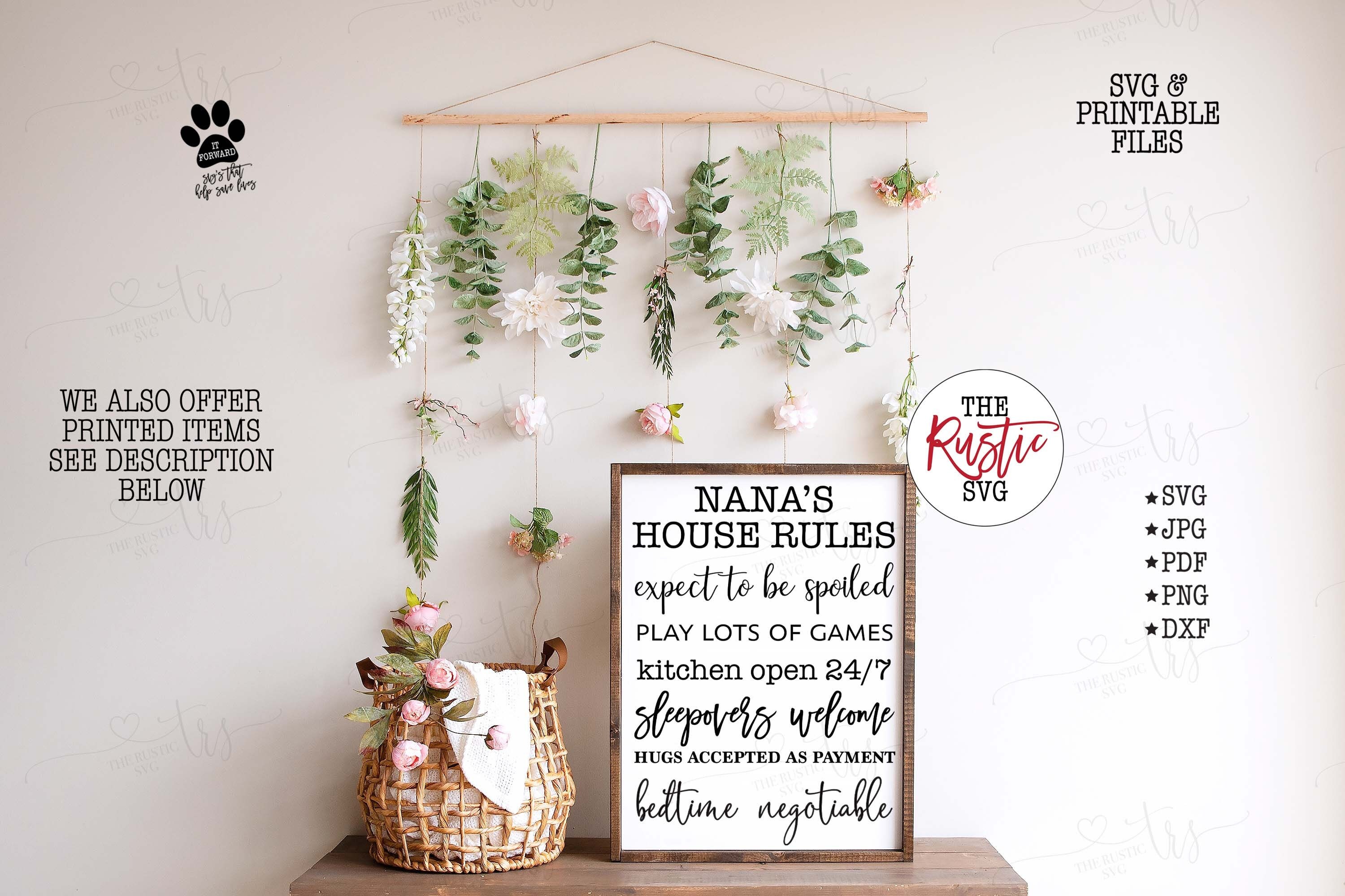 Nana's House Rules Svg Nana's House Rules Sign Nana Etsy