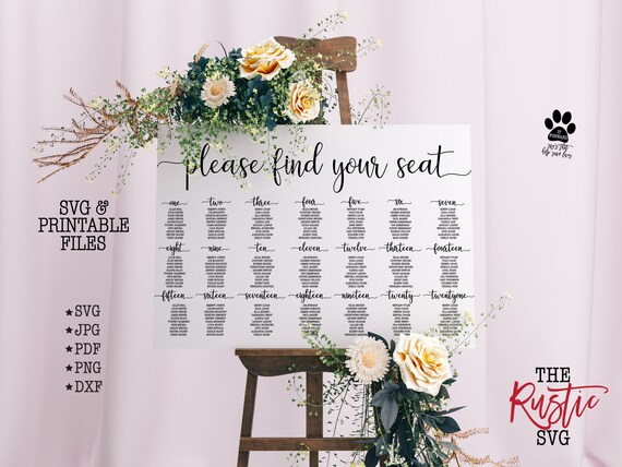 Printable Wedding Seating Chart Wedding Seating Chart Please | Etsy