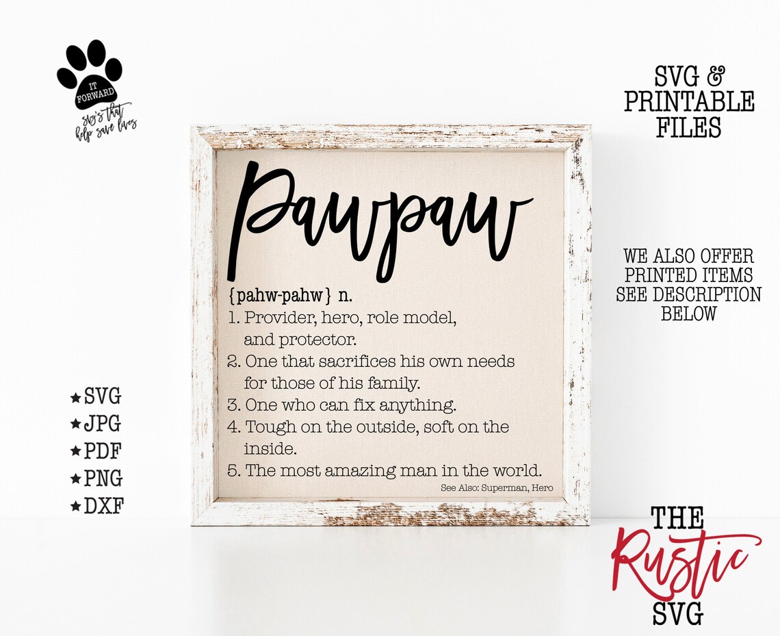 Pawpaw Definition Sign Pawpaw Svg Pawpaw Definition Etsy