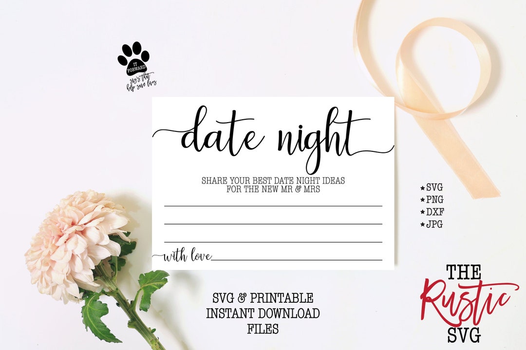 Date Night Cards Printable Date Night Idea Cards Wedding - Etsy